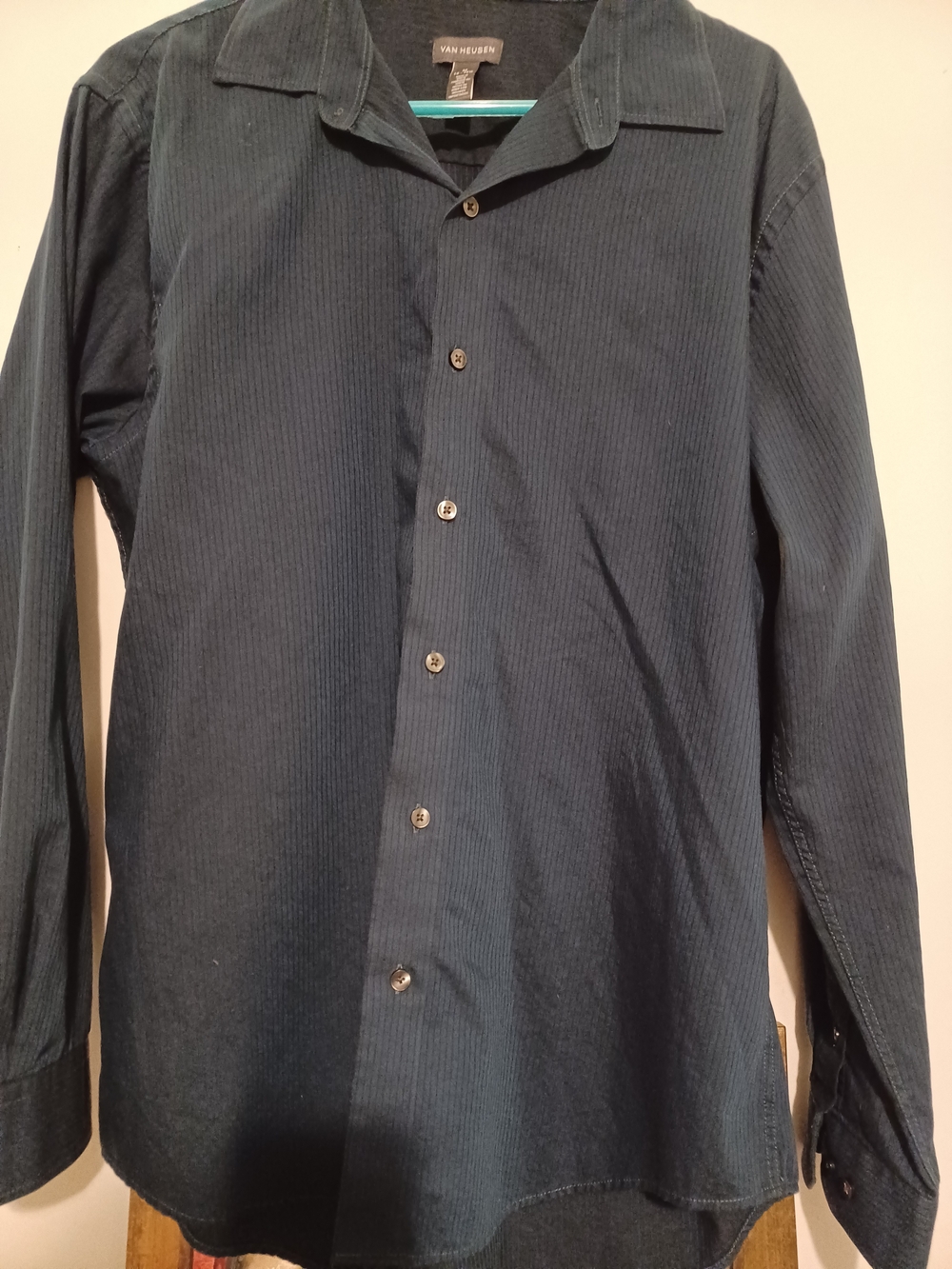 Van Heusen Men's Dark Teal Long-Sleeve Button-Up Shirt